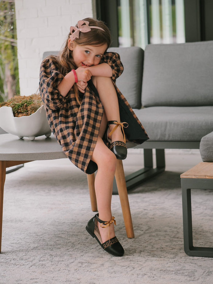 Alexis Black Leather Sandals - Petite Maison Kids