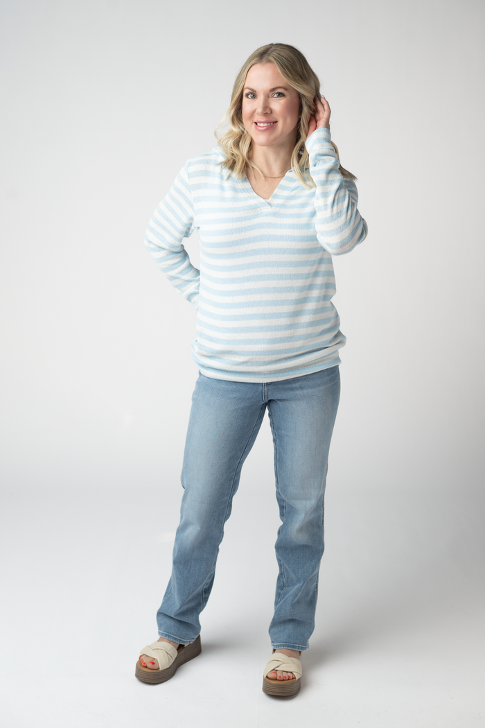 Amelia Striped Hoodie - Sky Blue by Michelle Mae