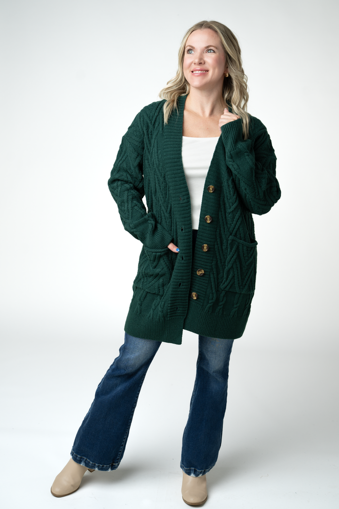 Brooks Button Sweater Cardigan - Evergreen by Michelle Mae
