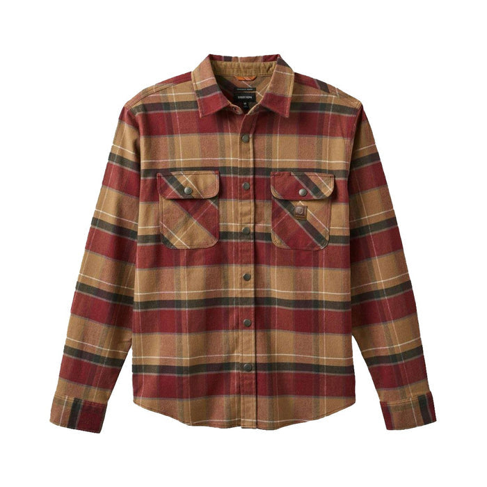 Camisa Brixton Builders Bowery Woodsmoke Cordovan Red Washed Black