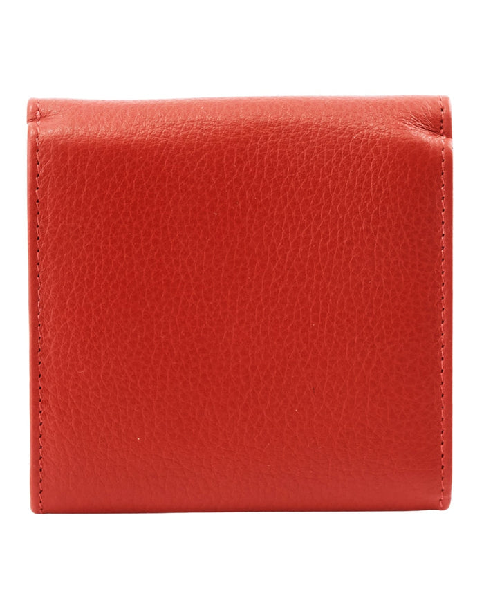 Kompaktowy portfel damski skórzany z ochroną RFID WINGS RED LEATHER COLLECTION