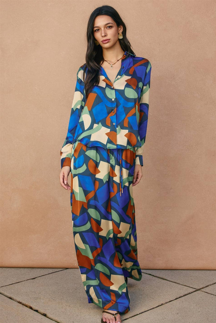 Geometric Looped Belt Pants
