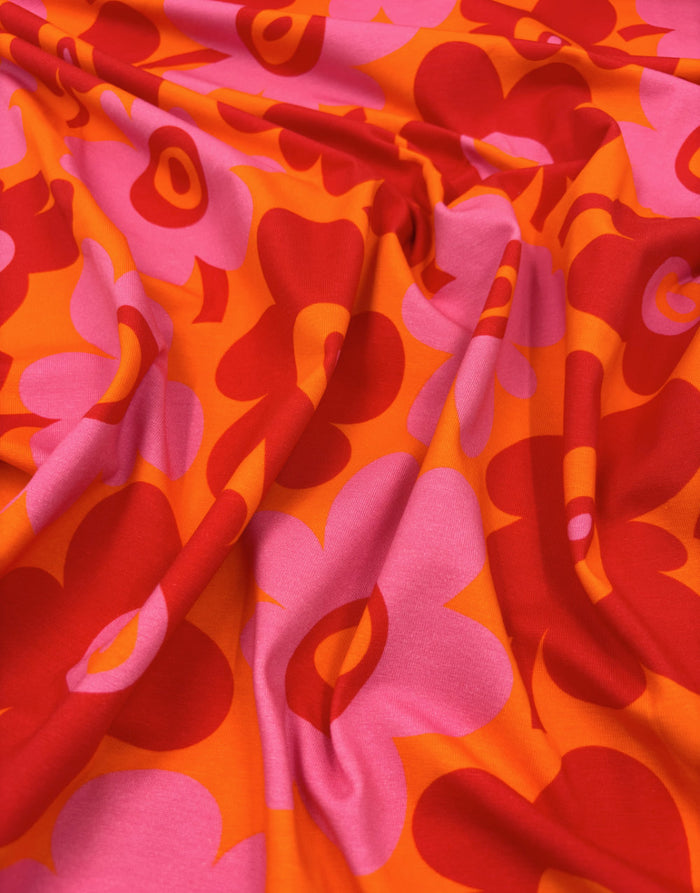 Hot Bloom Cotton Jersey Fabric