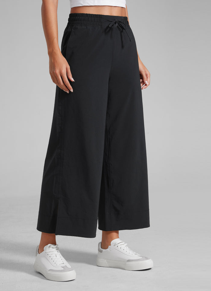 CRZ YOGA Women's Causal High Waisted Wide Leg Pockets Pants 25'' Grey Sage