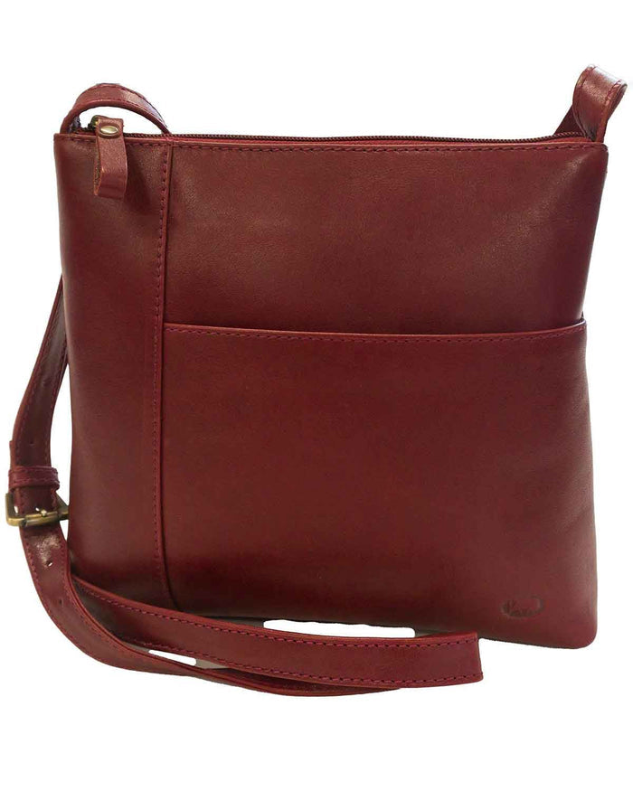 Leather Across The Body Handbag- Burgundy - The Classic Boutique