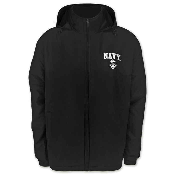 Navy Anchor Atmos Pro Fleece Lined Hooded Jacket (Black)