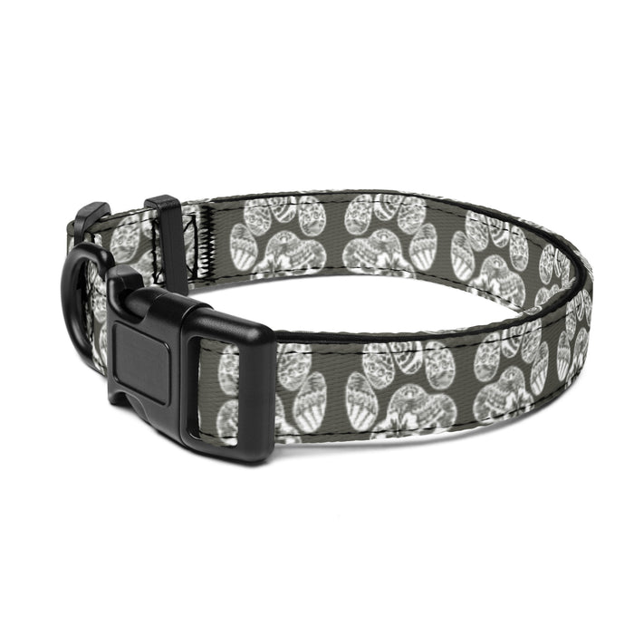 Paw Print Pet Collar Gray