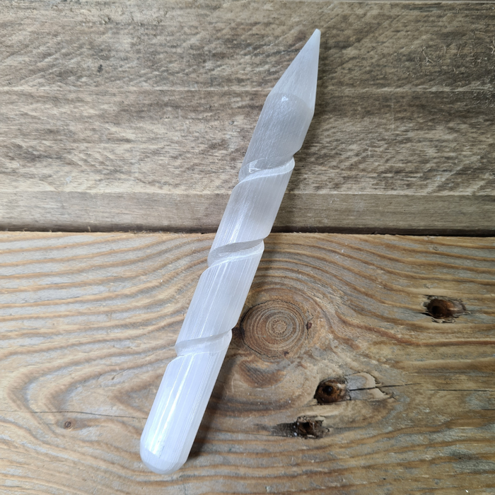 Earthstore® Selenite Spiral Wands - 147mm (Point One Ends) 60gms