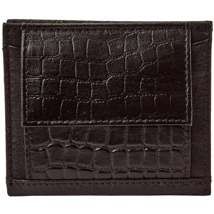 Mały portfel damski WINGS ze skóry naturalnej CROCO BLACK LEATHER COLLECTION