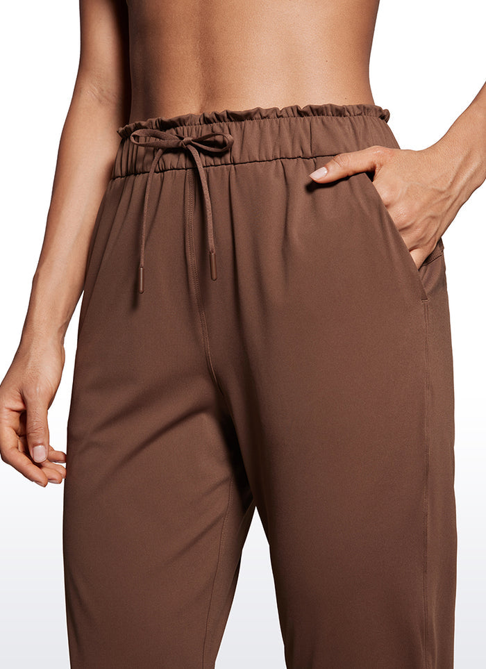 CRZ YOGA Women 4-Way Stretch High Waisted Pockets Joggers Casual 28" Coffee Brown
