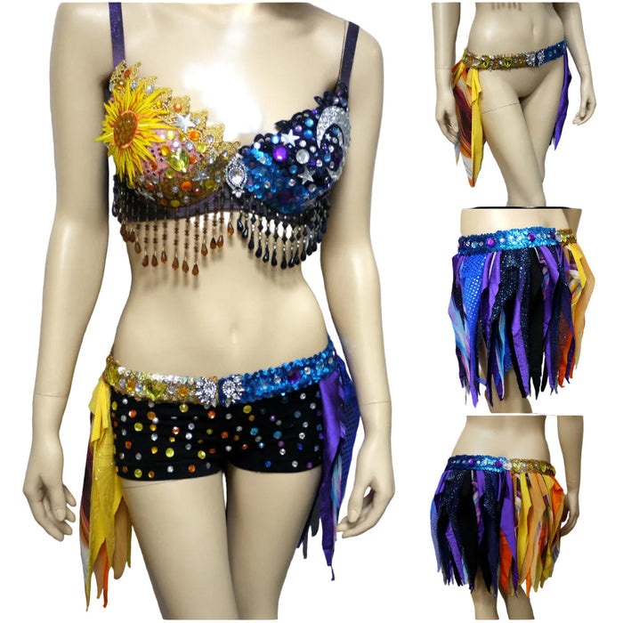 Sun and Moon bra and Half Skirt Dance Halloween Costume