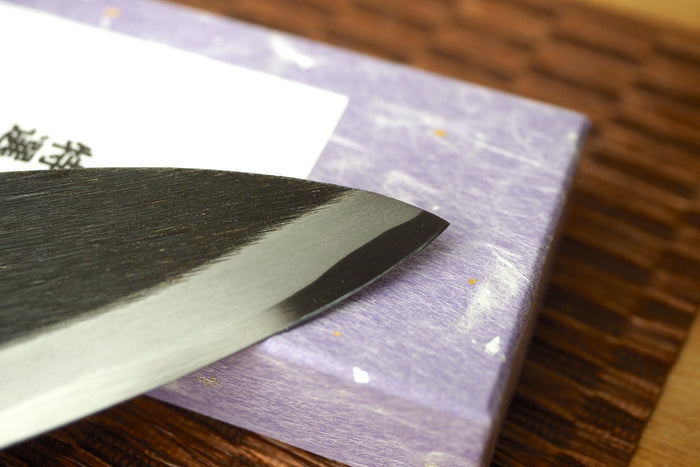 Toshu Giken - Kurouchi Deba 15cm White-1 Steel with Magnolia & Buffalo Horn Handle