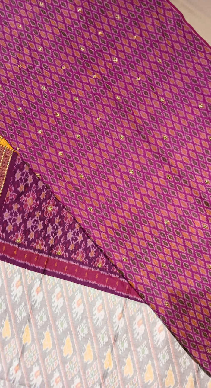 Varnika Bloom Ikkat pure silk unstitched Suit