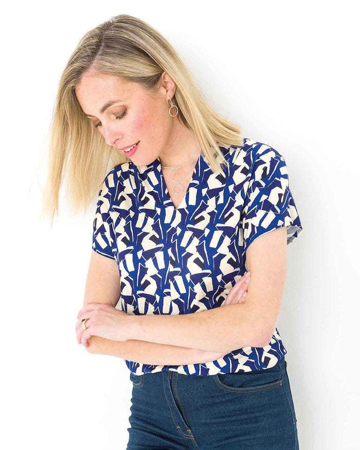 Viviana Patterned Viscose Short Sleeved Top - The Classic Boutique