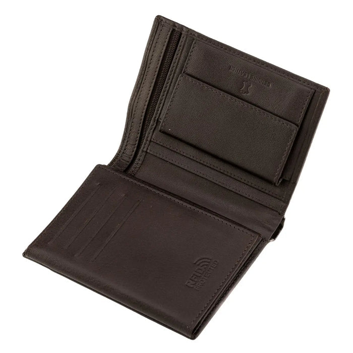WINGS Męski portfel ze skóry naturalnej Brown LEATHER COLLECTION