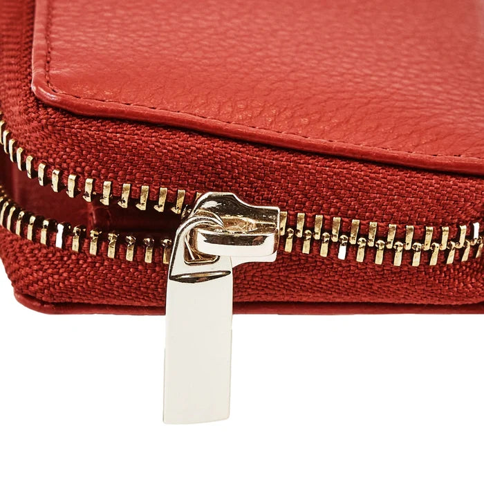 WINGS Mały portfel damski ze skóry naturalnej zapinany na zamek RED LEATHER COLLECTION