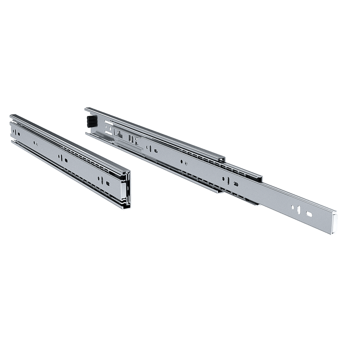 angled left view of one steel full-extension 16-inch drawer slide pair