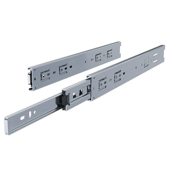 angled right view of one steel full-extension 16-inch drawer slide pair