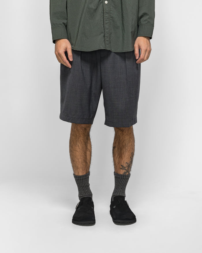 2 Pleats Shorts Wool Tropical - Charcoal
