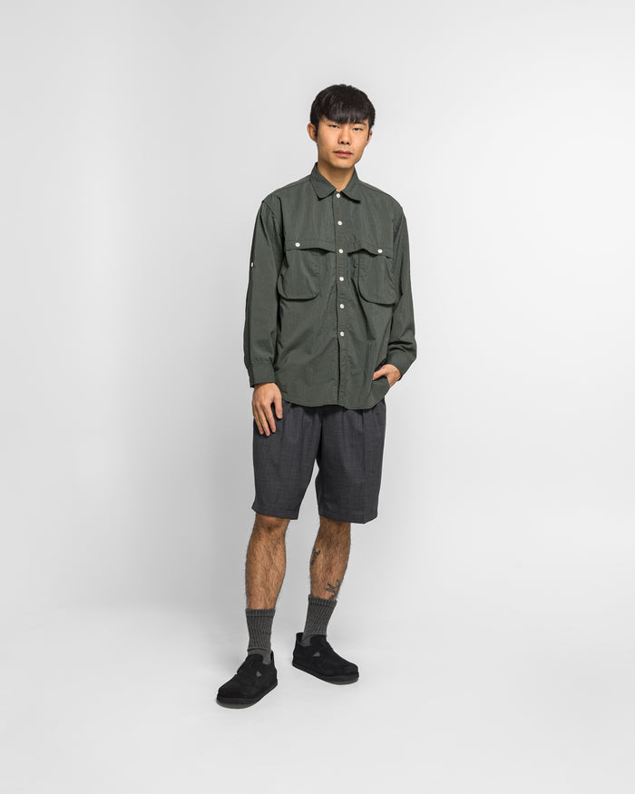 2 Pleats Shorts Wool Tropical - Charcoal