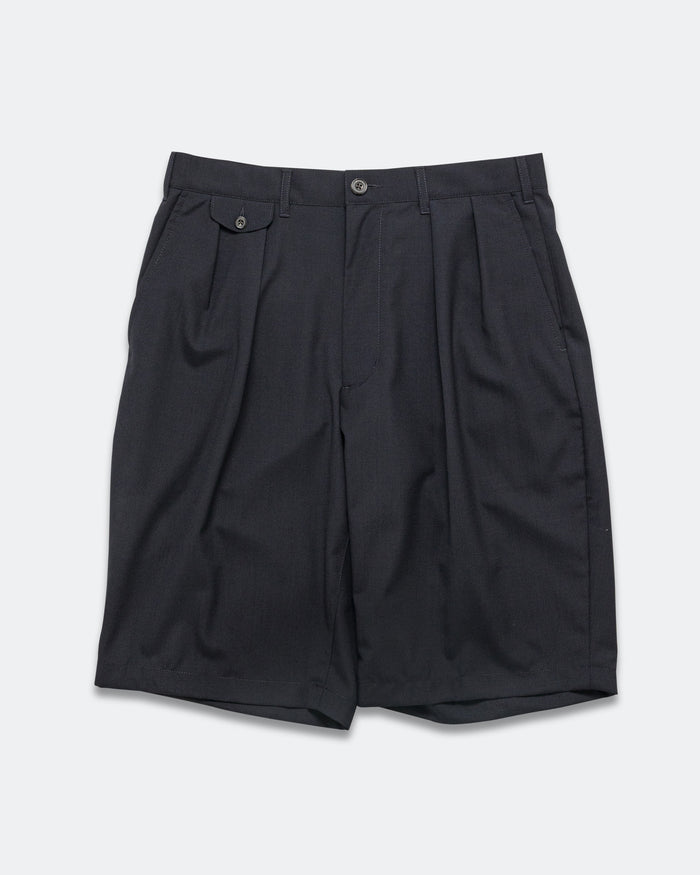 2 Pleats Shorts Wool Tropical - Navy