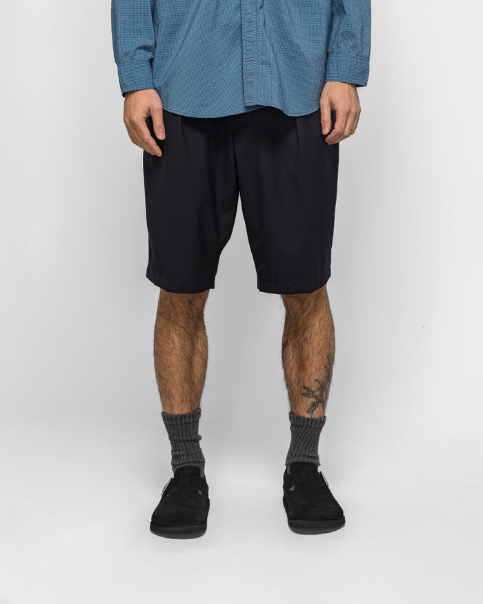 2 Pleats Shorts Wool Tropical - Navy