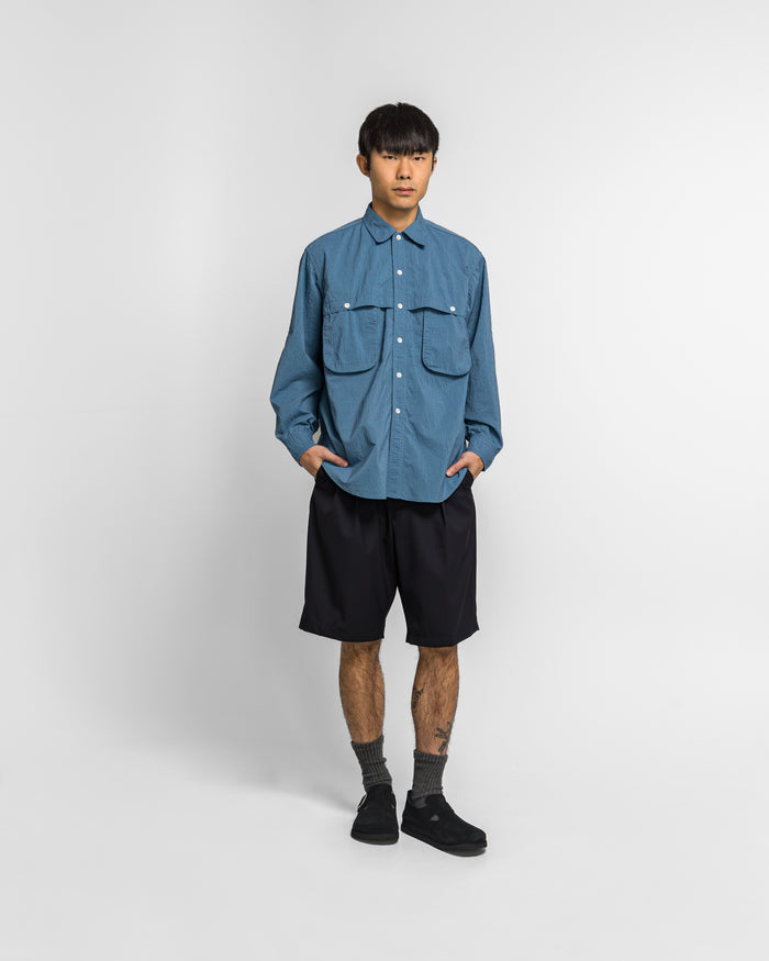 2 Pleats Shorts Wool Tropical - Navy