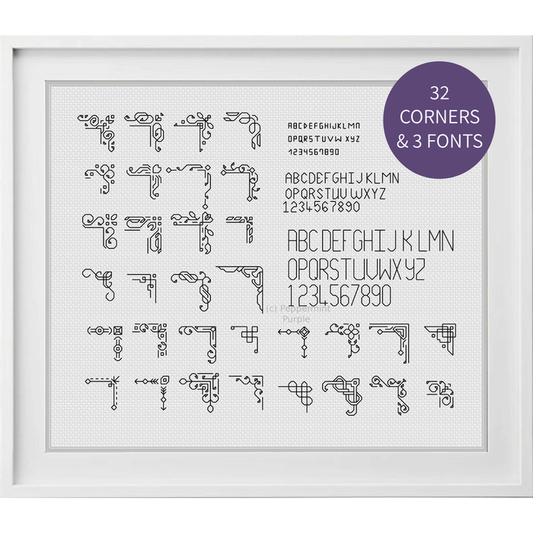 32 Blackwork Corners Blackwork Font by Peppermint Purple