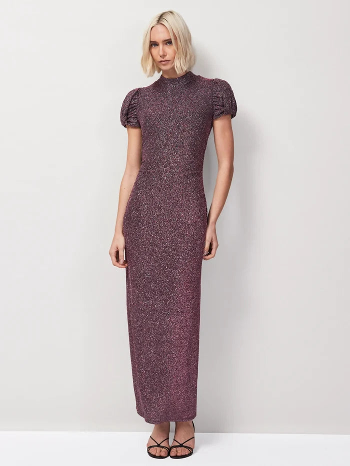 Adeline Pink Sparkle Tulip Sleeve Detail Dress