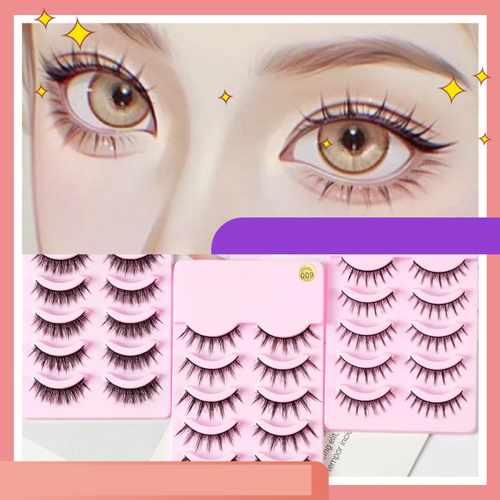 💖Anime Doll Eyes Manga Lashes (5 Pairs) – Natural Wispy Korean Cosplay Eyelashes