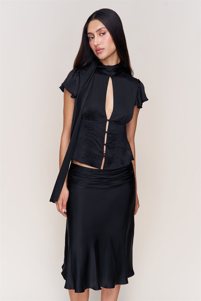 Ara Satin Top in Black