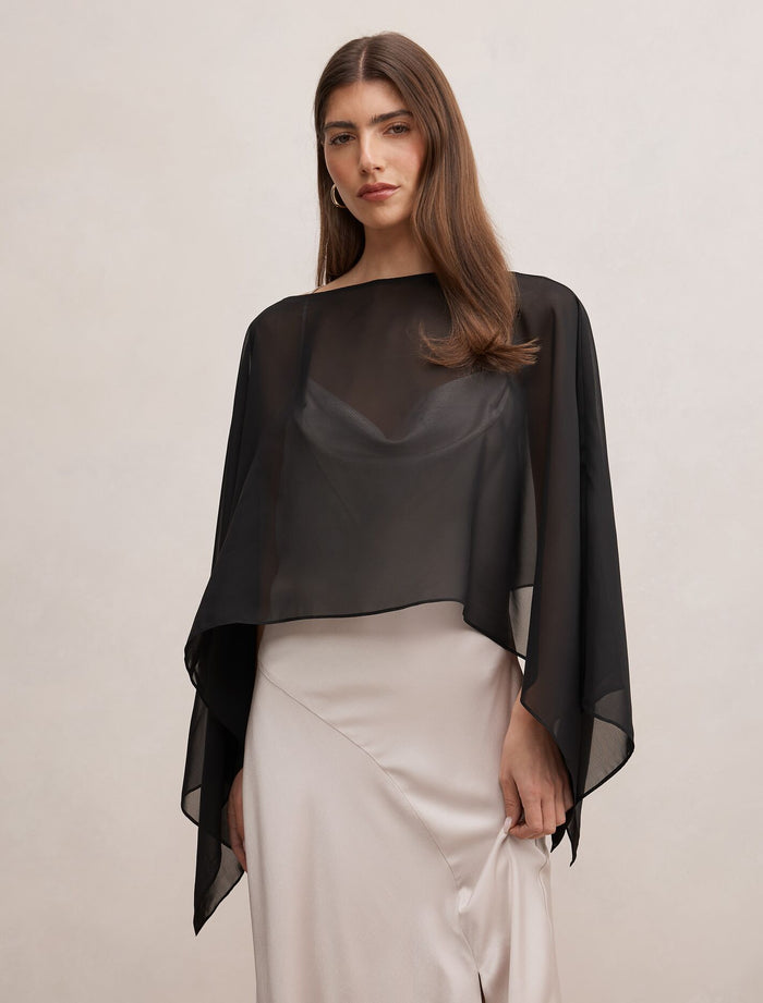Arianna Chiffon Cape 0 Black Forever New
