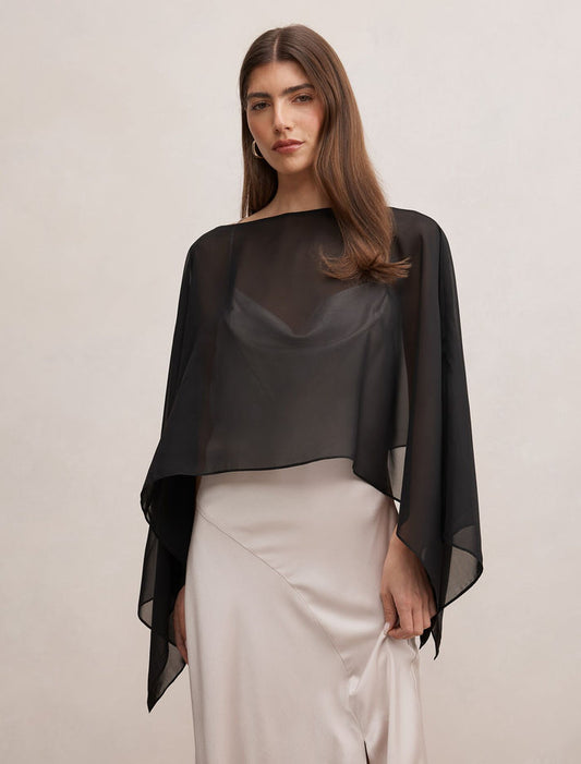 Arianna Chiffon Cape 0 Black Forever New