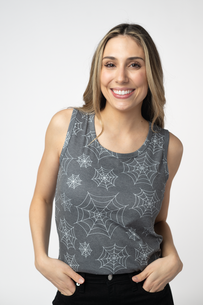 Ava Tank - Faded Black Webs by Michelle Mae