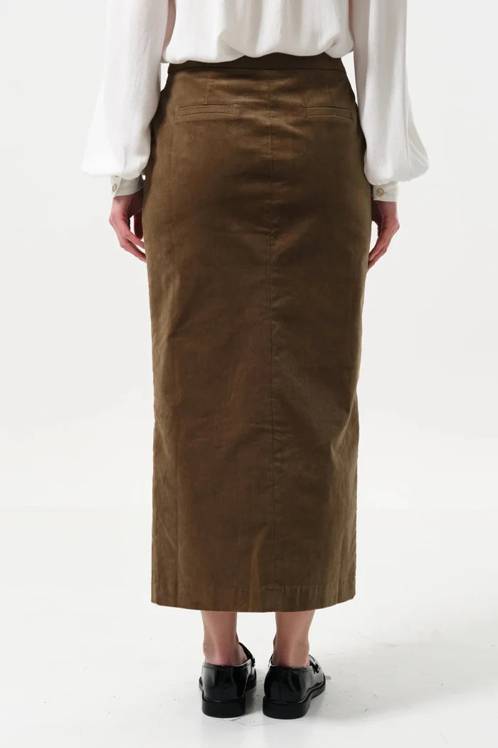 Balthazar Babycord Midi Pencil Skirt – Mole - Bascora