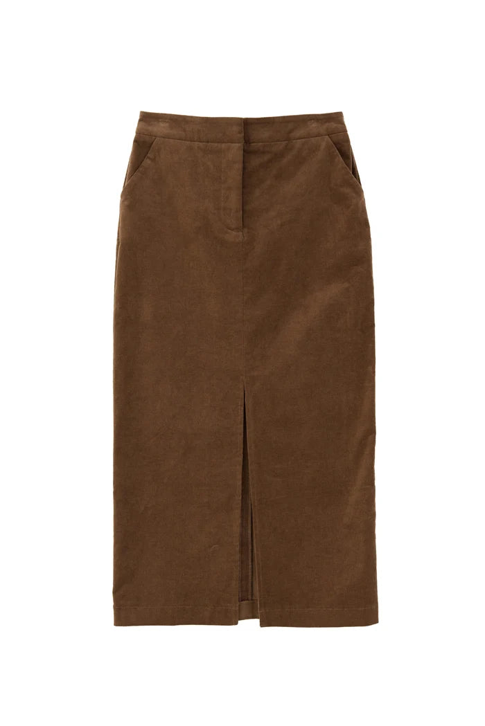 Balthazar Babycord Midi Pencil Skirt – Mole - Bascora