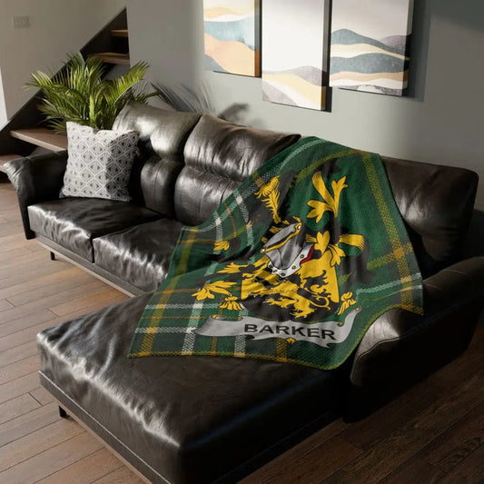 Barker Irish family crest 50" × 60" printed polyester blanket