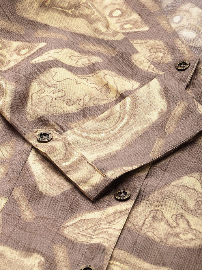 Beige Geometric Printed Kurta, Princess Cur Kurta, A-Line Kurta, Geometric  Print, printed kurta, V-neck kurta