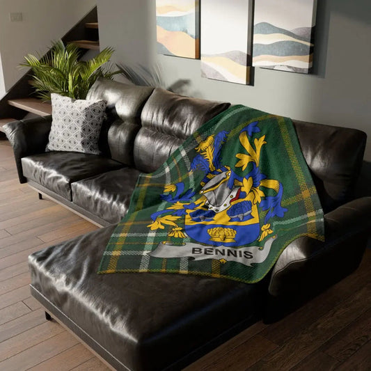 Bennis Family Crest Printed Blanket for Home Decor