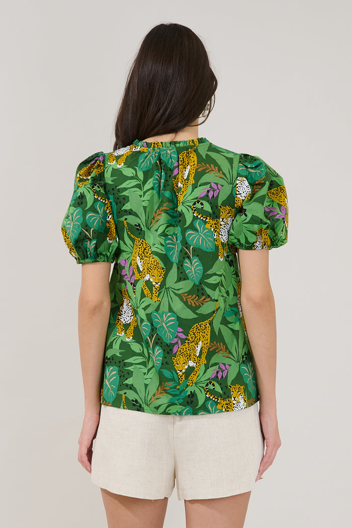 Berisa Split Neck Top Tropical