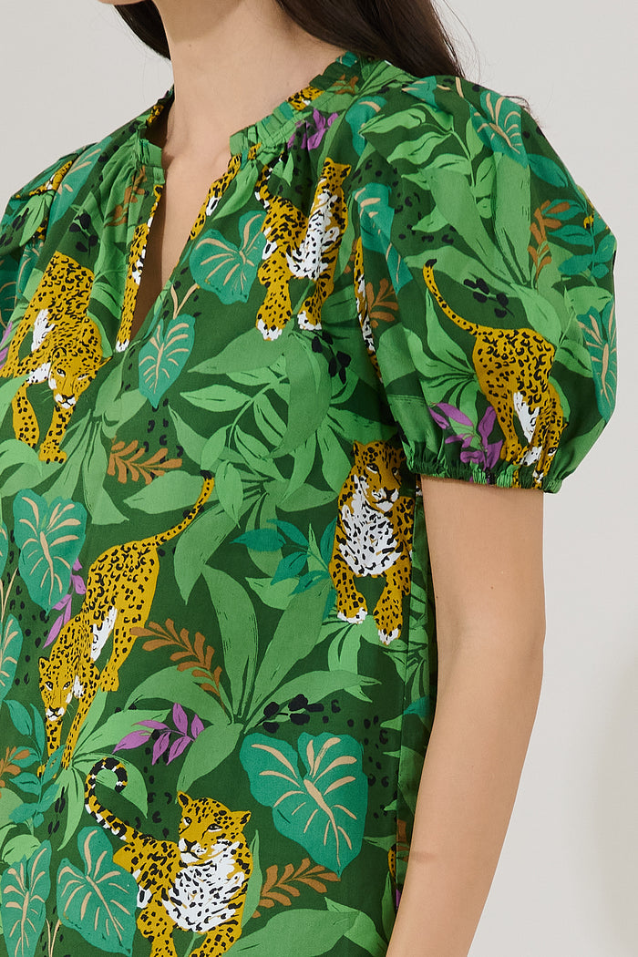Berisa Split Neck Top Tropical