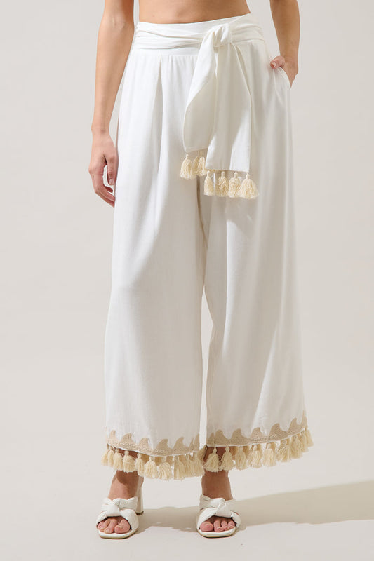Biela Tassel Trim Wide Leg Pants