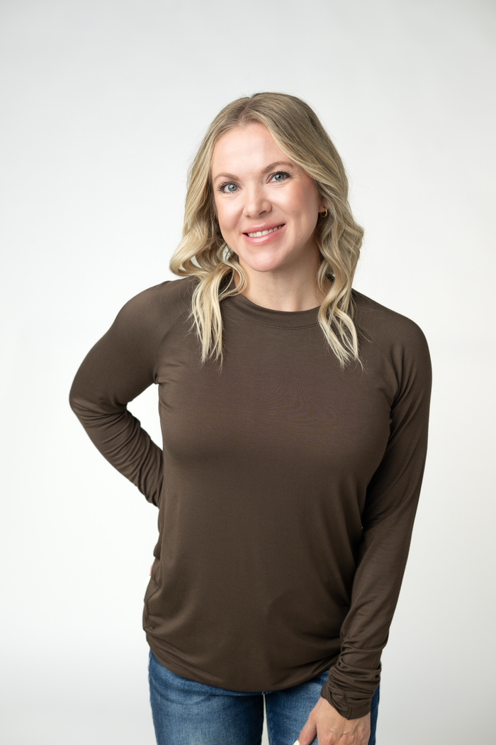 Blair Long Sleeve Top - Brown by Michelle Mae