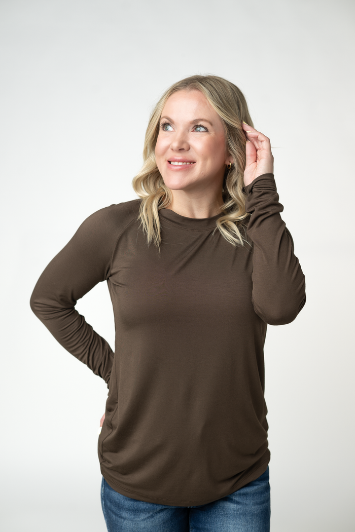 Blair Long Sleeve Top - Brown by Michelle Mae