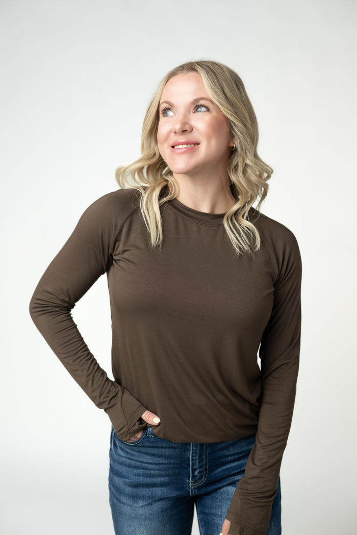Blair Long Sleeve Top - Brown by Michelle Mae