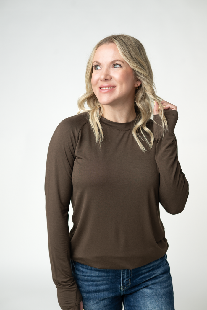 Blair Long Sleeve Top - Brown by Michelle Mae