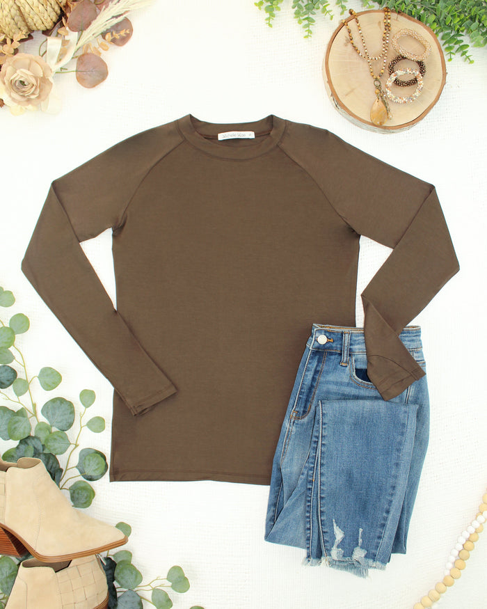 Blair Long Sleeve Top - Brown by Michelle Mae