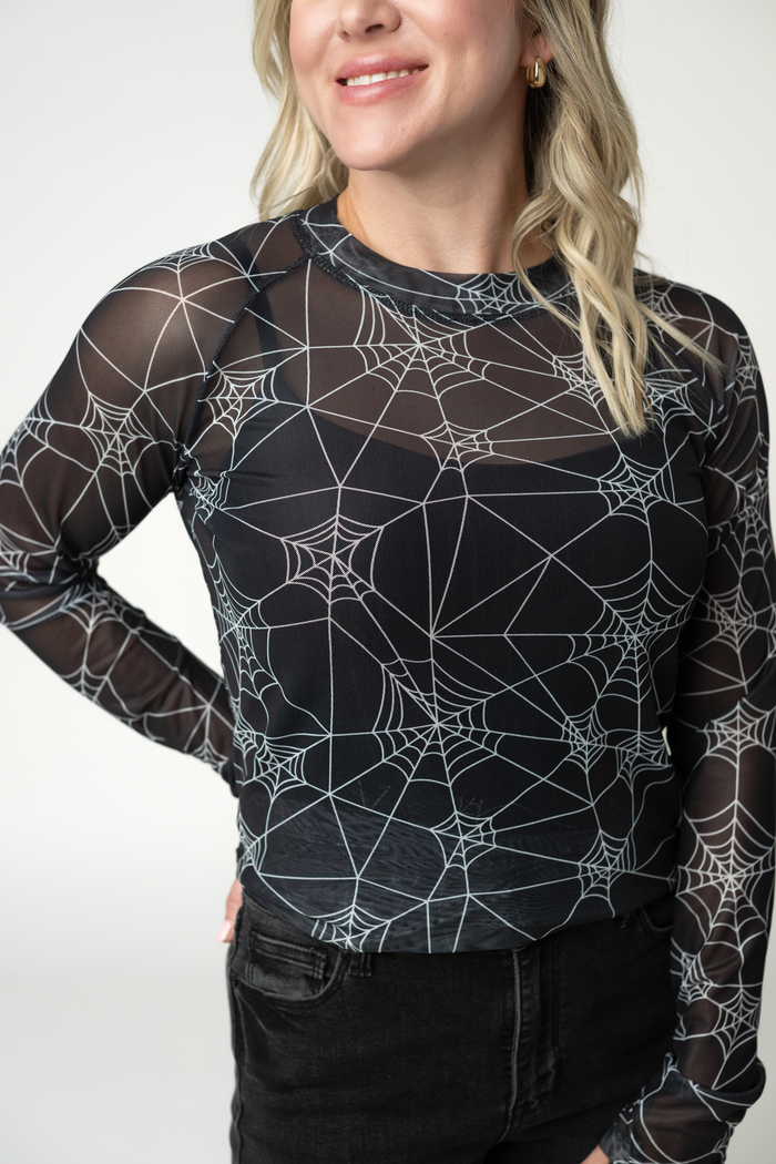 Blair Mesh Long Sleeve Top - Webs by Michelle Mae