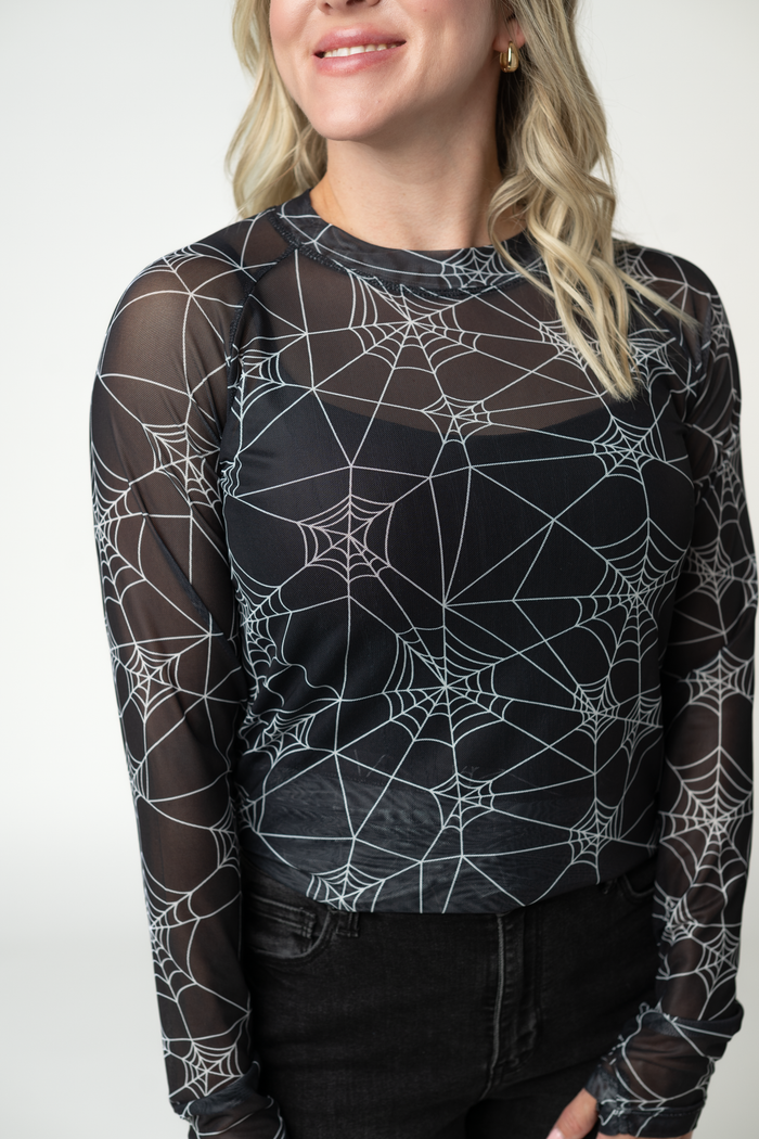Blair Mesh Long Sleeve Top - Webs by Michelle Mae
