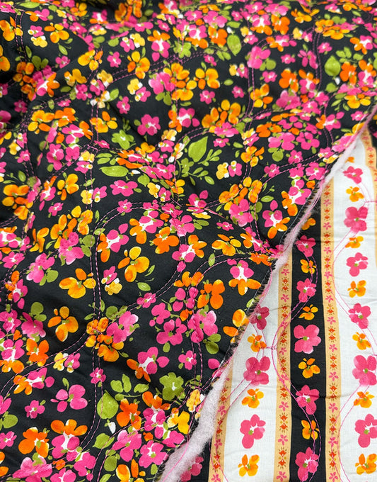 Bloom & Stripe Reversible Quilted Cotton Voile Fabric